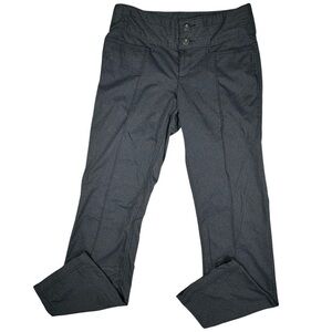 Athleta trouser pants size 4 tall charcoal grey button close nylon blend comfy